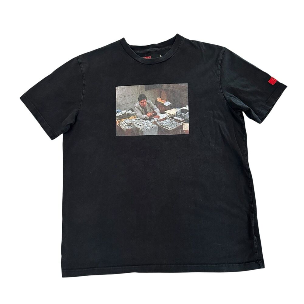 Shoe Palace Men Shirt L Black Scarface Scene Graphic Print Short Sleeve